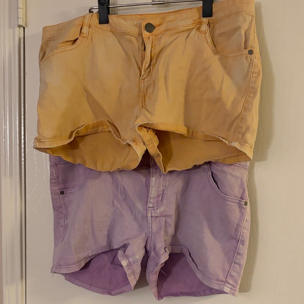 City Streets - pastel peach and lavender purple jean shorts sz 17.  Shorts lot